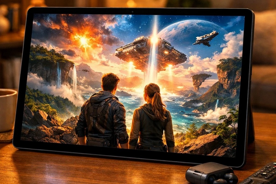 تبلت با صفحه نمایش بزرگ برای تماشای فیلم و طراحی