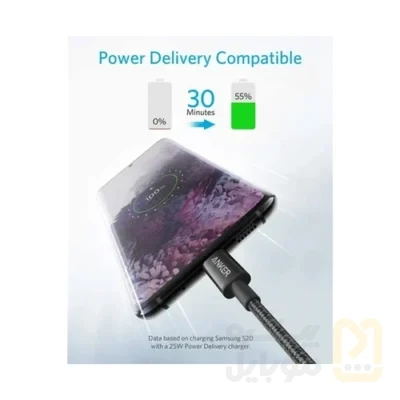 کابل تبدیل USB-C به USB-C انکر مدل Nylon A8752 طول یک متر 60 وات - تصویر ۳